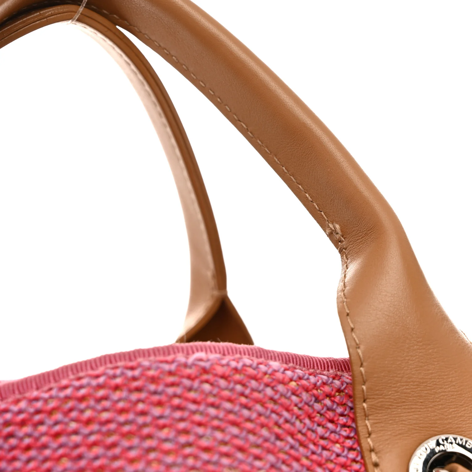Mixed Fibers Large Shopping Bag Pink Beige - Top Club