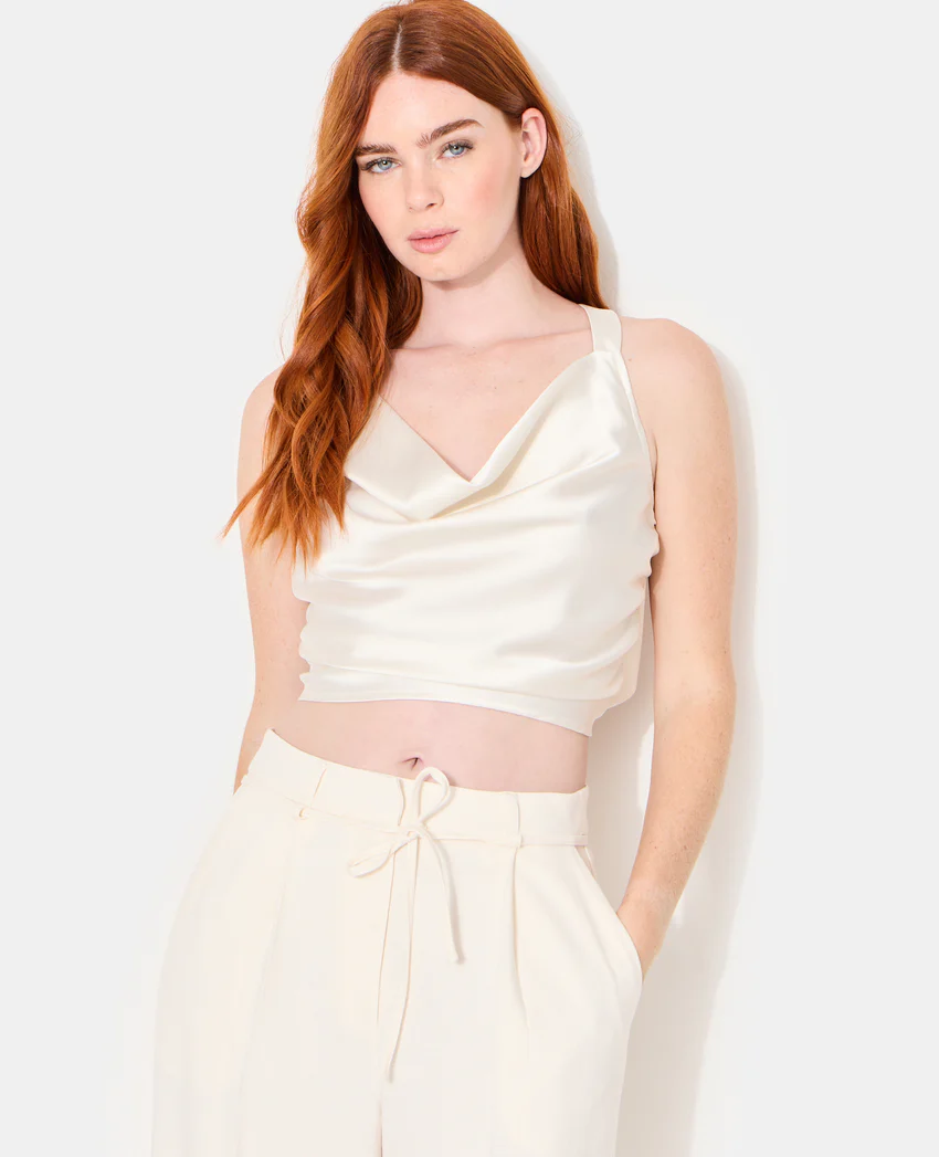 Pimkie Top en satin col bénitier bretelles croisées dos