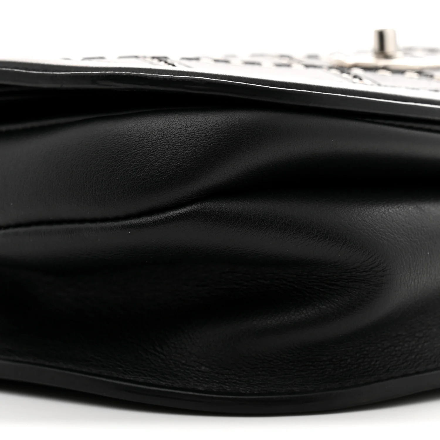 Calfskin Coco Eyelets Small Flap Bag Black - Top Club