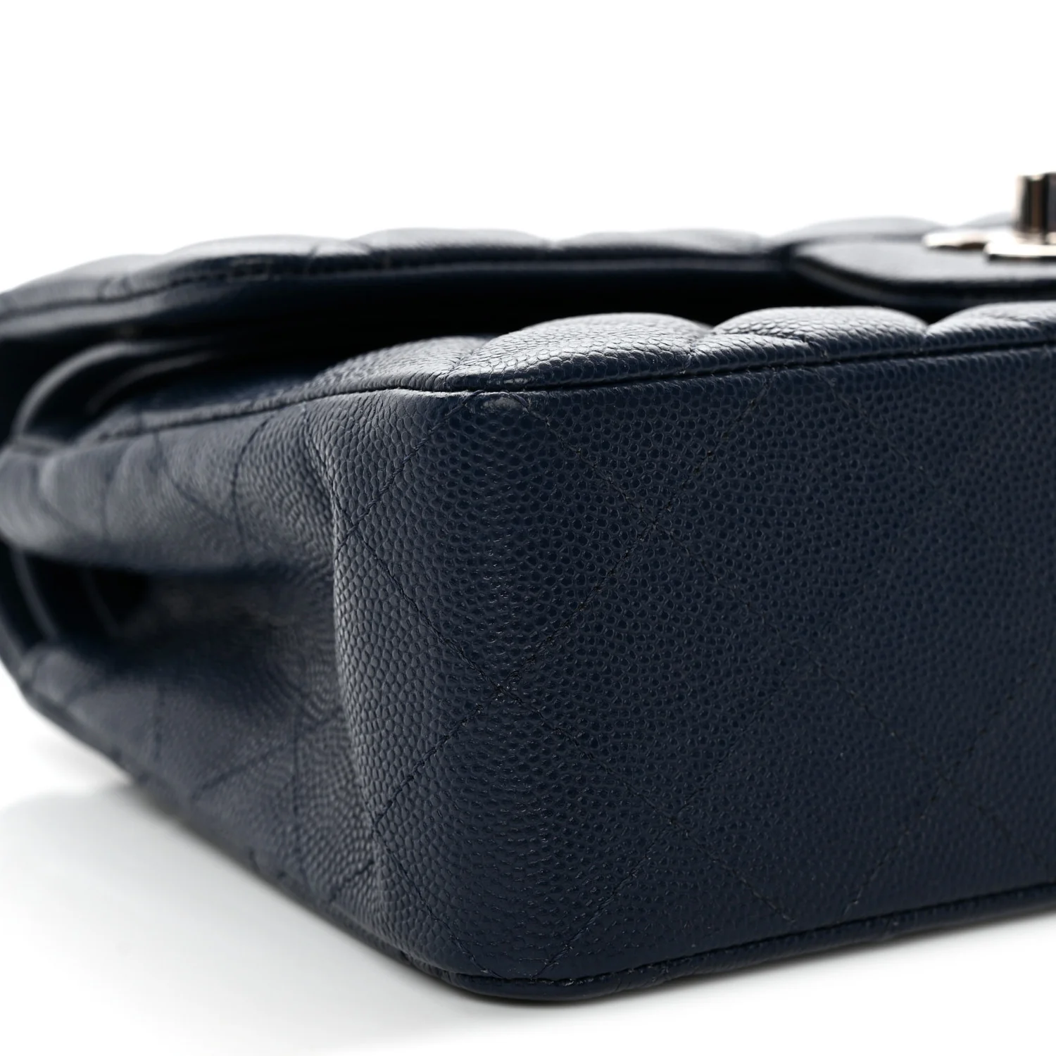 Caviar Quilted Small Double Flap Blue - Top Club