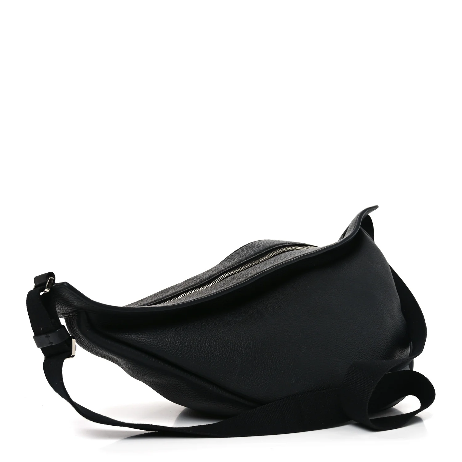 Grained Calfskin Large Slouchy Banana Bag Black - Top Club
