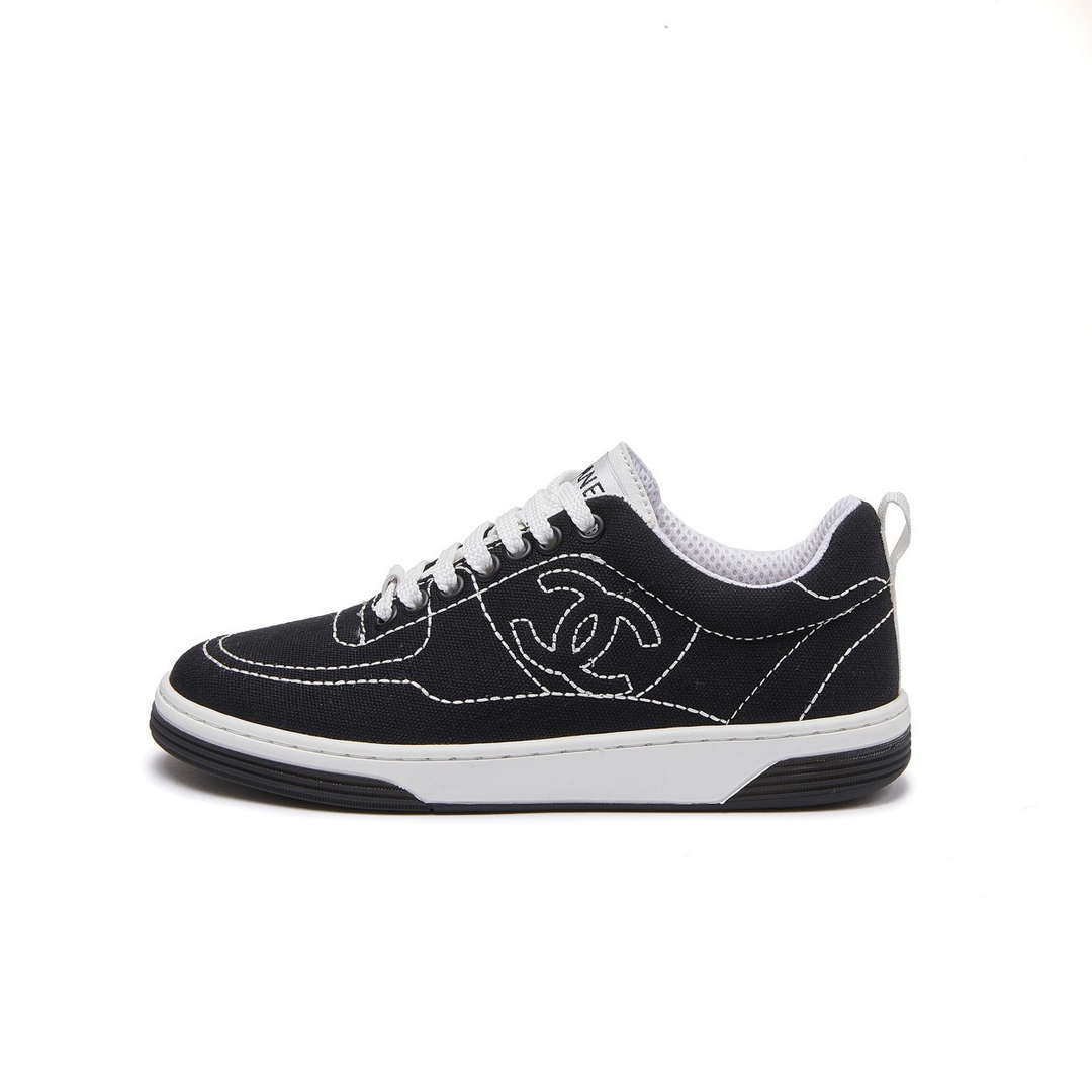 Chanel G46076 Women 24B Trainers Cotton  Black   White C91282 - Sneaker Replica Workshop