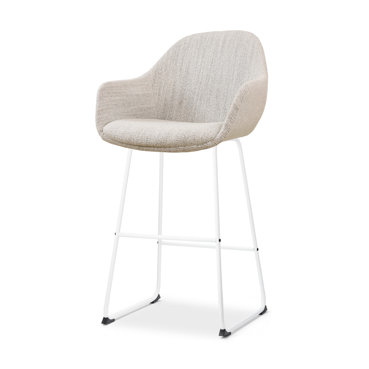 Barkruk Nino-Mae grijs beige gemêleerd - wit onderstel 75 cm