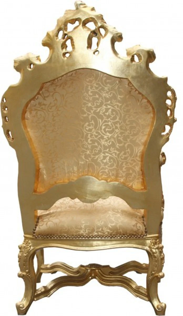 Baroque Luxury Throne Chair Gold Pattern/Gold with Bling Bling Glitter Stones - Unique - Baroque Furniture Throne King Chair - Limited Edition