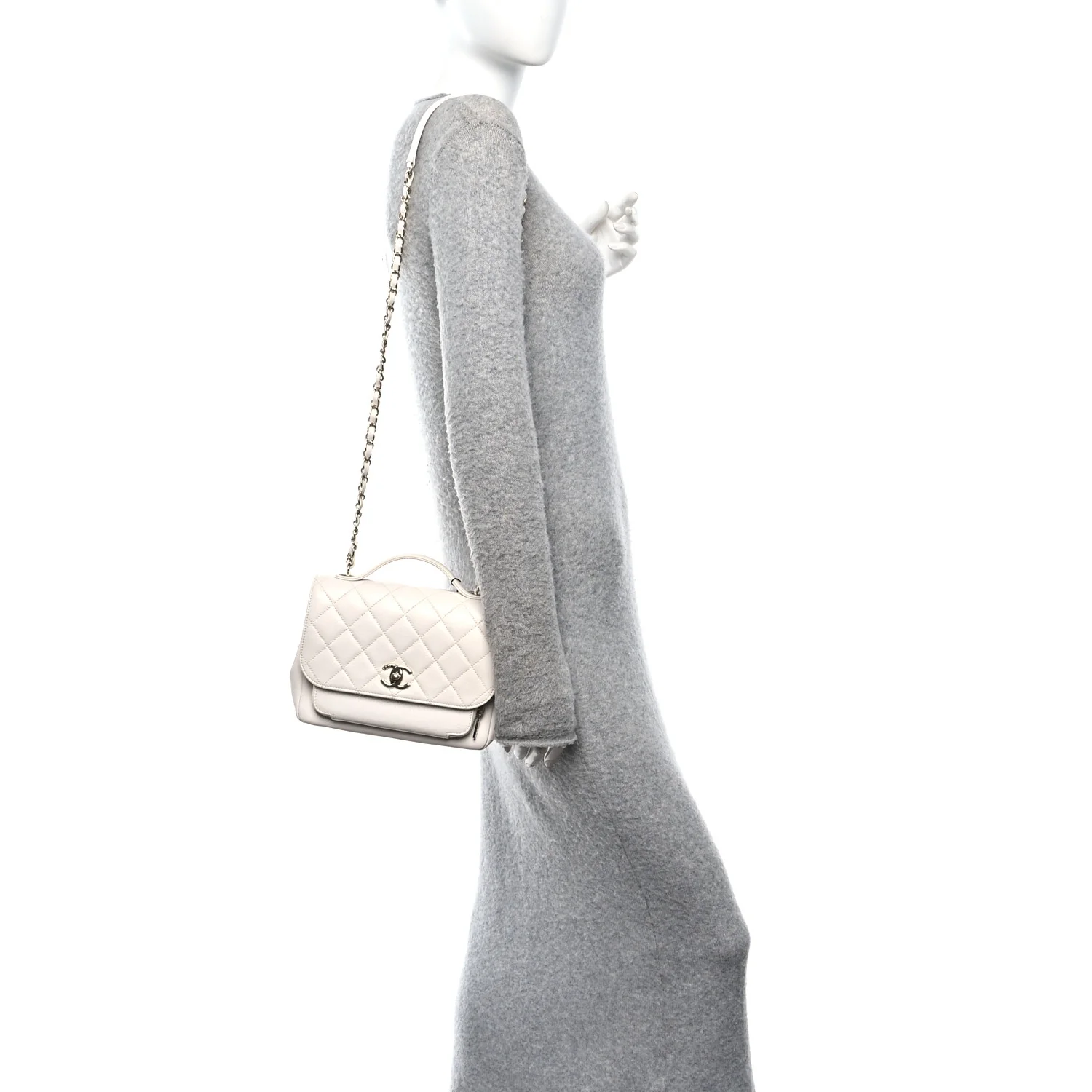 Caviar Quilted Medium Business Affinity Flap White