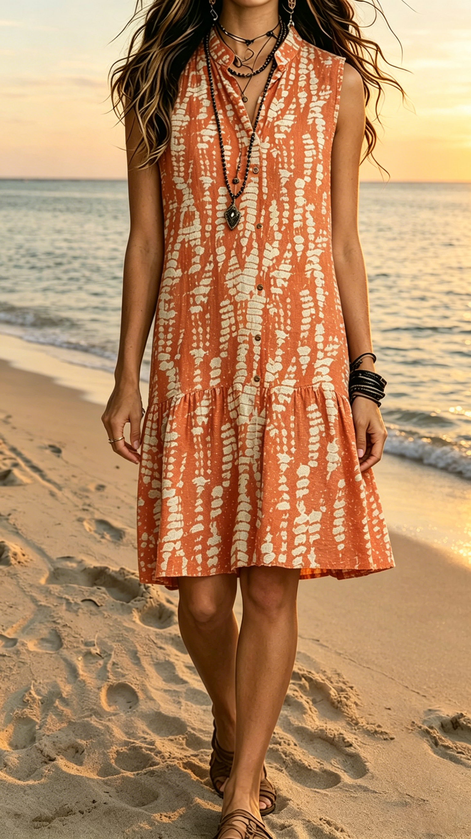 【Buy 2 Free Shipping】Bohemian-Style Printed Sleeveless Maxi Dress with Shirt Collar - Nordfashionstorm - Women's Clothing, Fashion for You - Nordfashionstorm.com