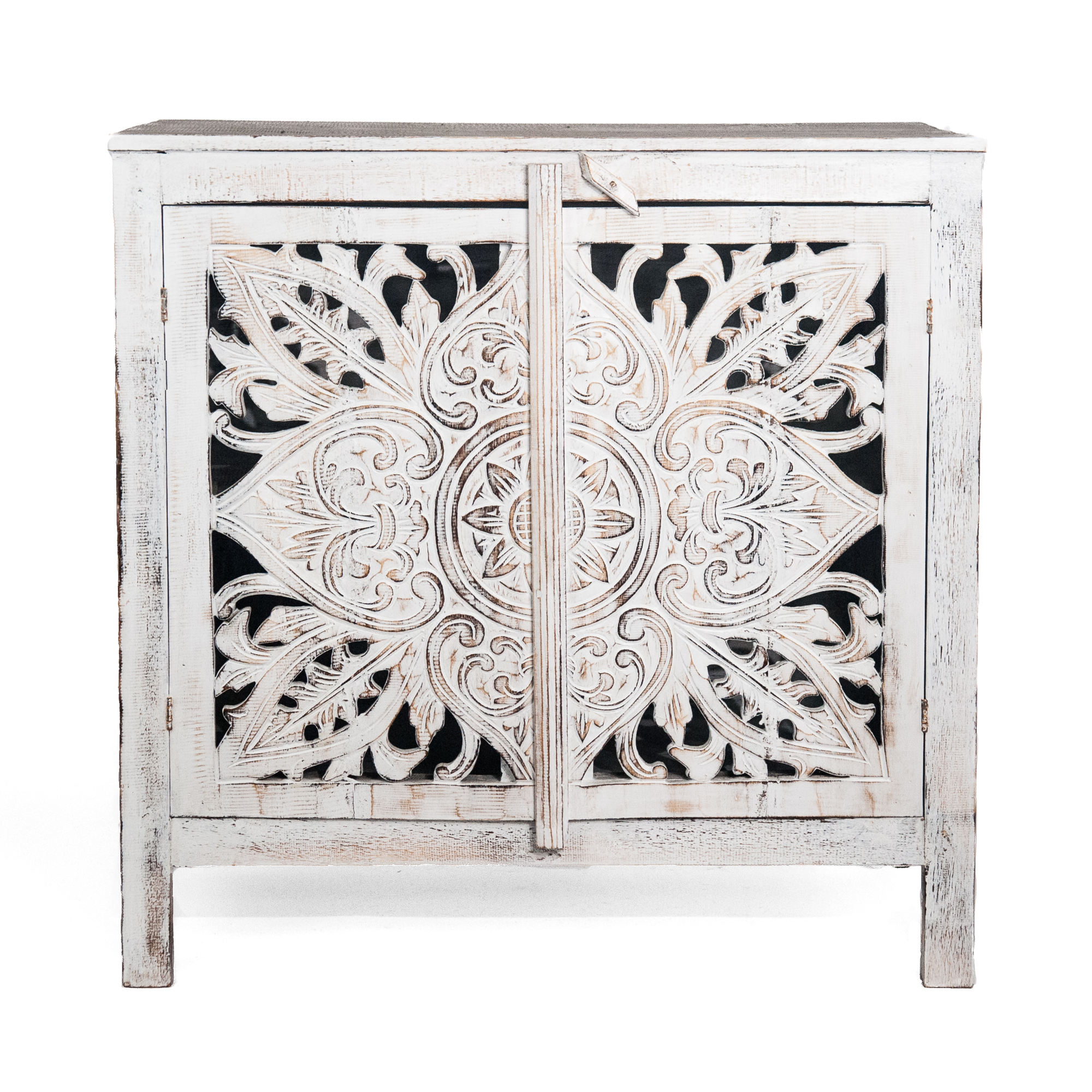 Houten kabinet kast mandala whitewash
