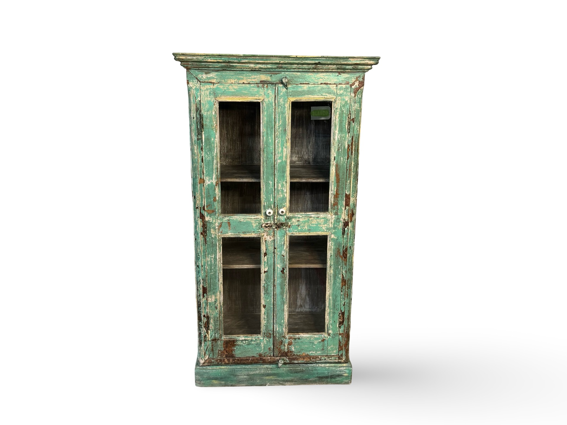 Glaskast 2 deur turquoise uniek