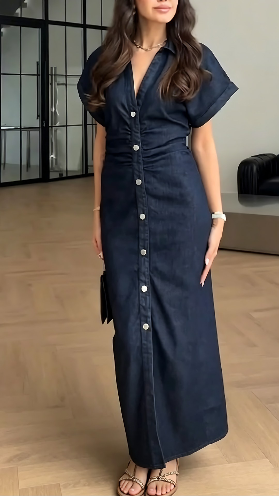 Women's Denim Shirt Dress: Collared, Waist-Cinching, Pleated, and Longline - Nordfashionstorm - Women's Clothing, Fashion for You - Nordfashionstorm.com