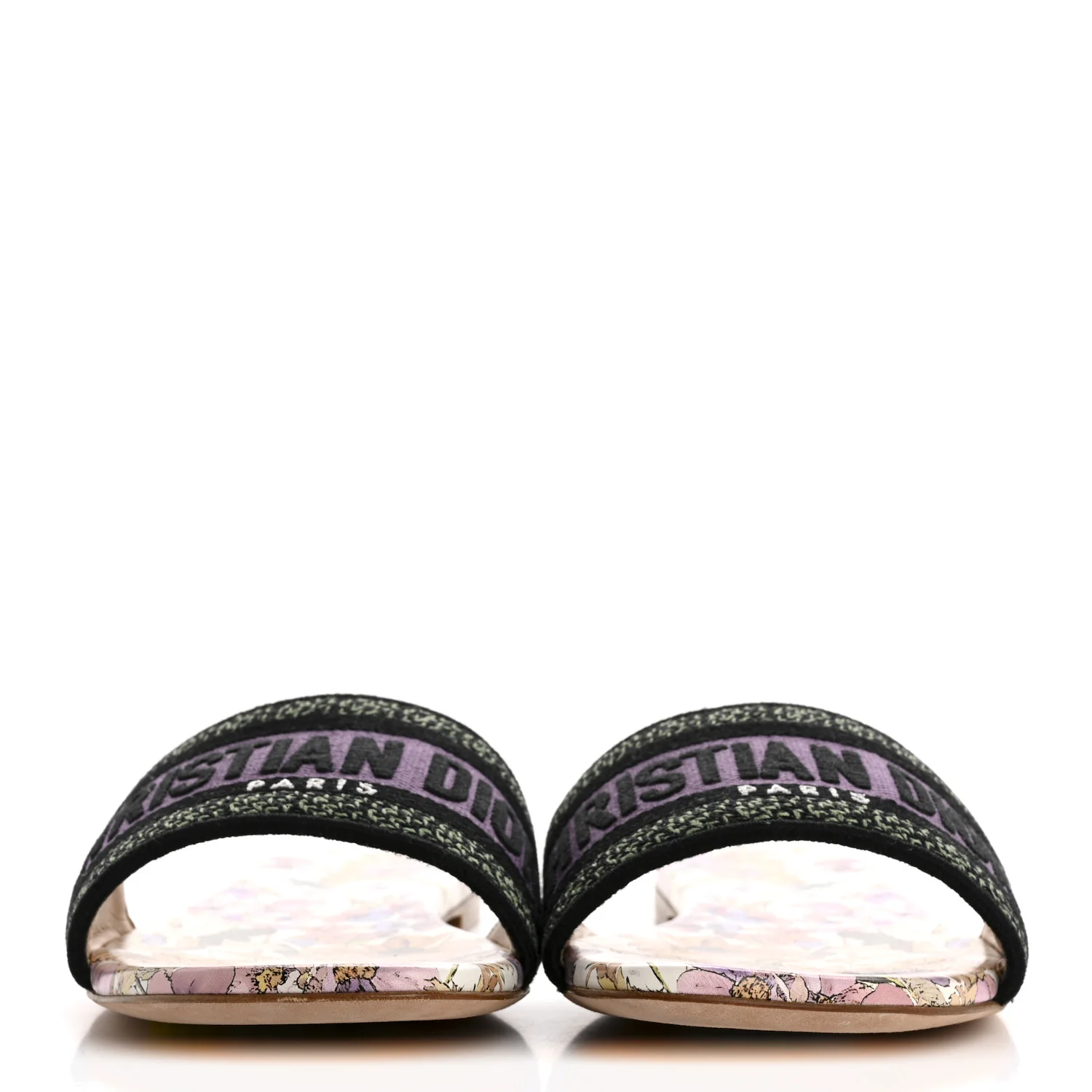 Canvas Embroidered 4 Saisons Dway Flat Slide Sandals 41 Lilac - Top Club