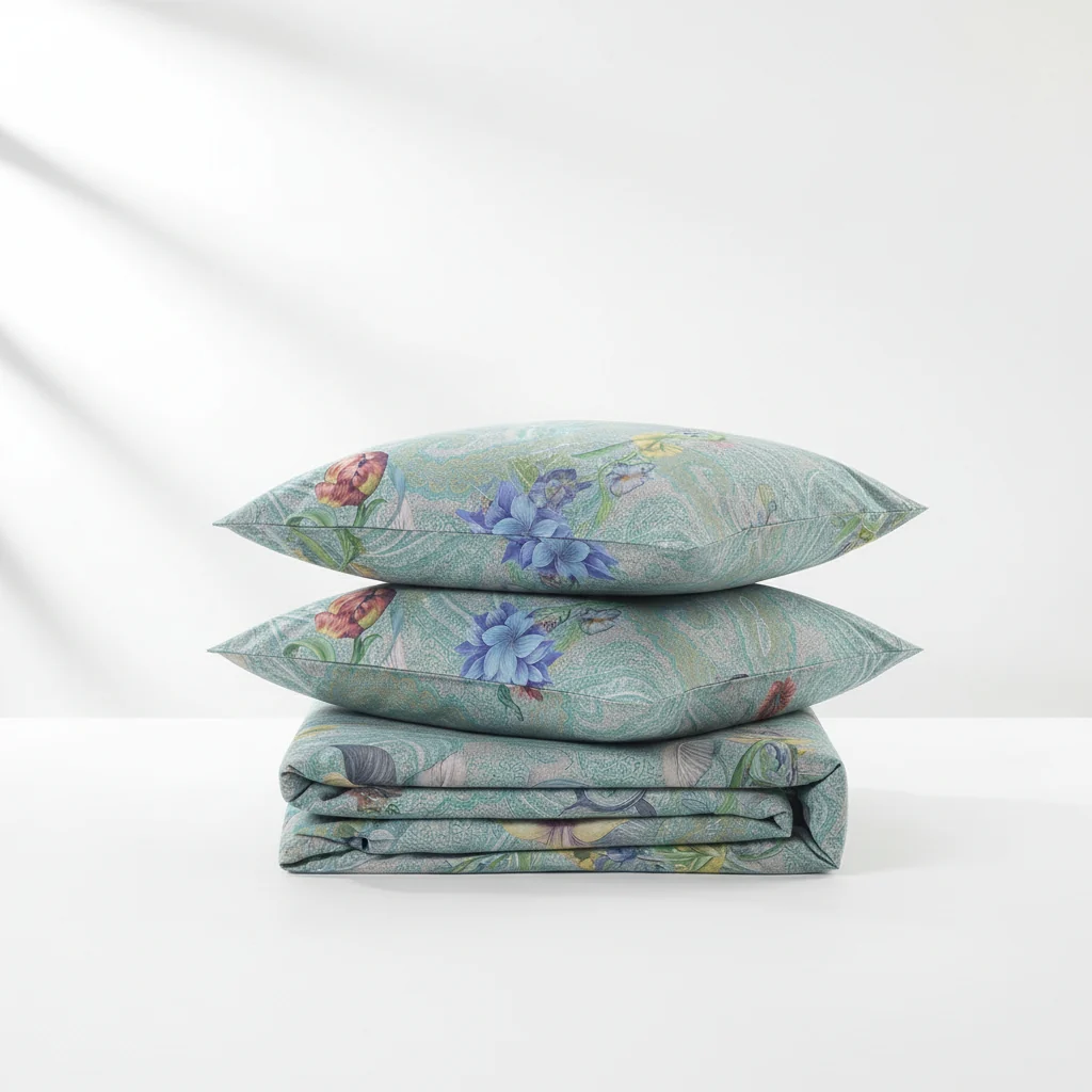 Lenzuolo Copriletto Con Federe In Percalle Luisiana Tiffany- 130X180 Bluette Mirabello