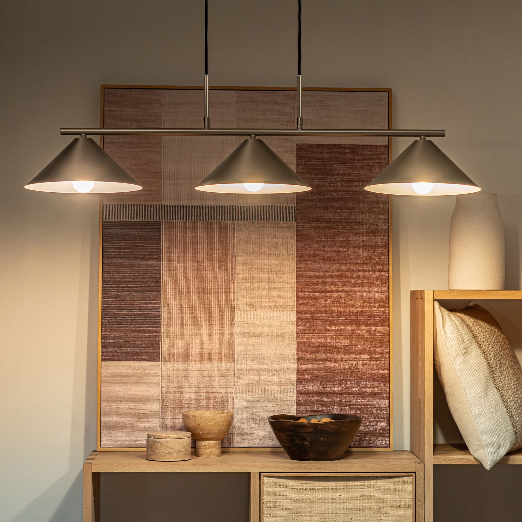 RAVENNE - Suspension électrifiée en fer 3 ampoules - argenté