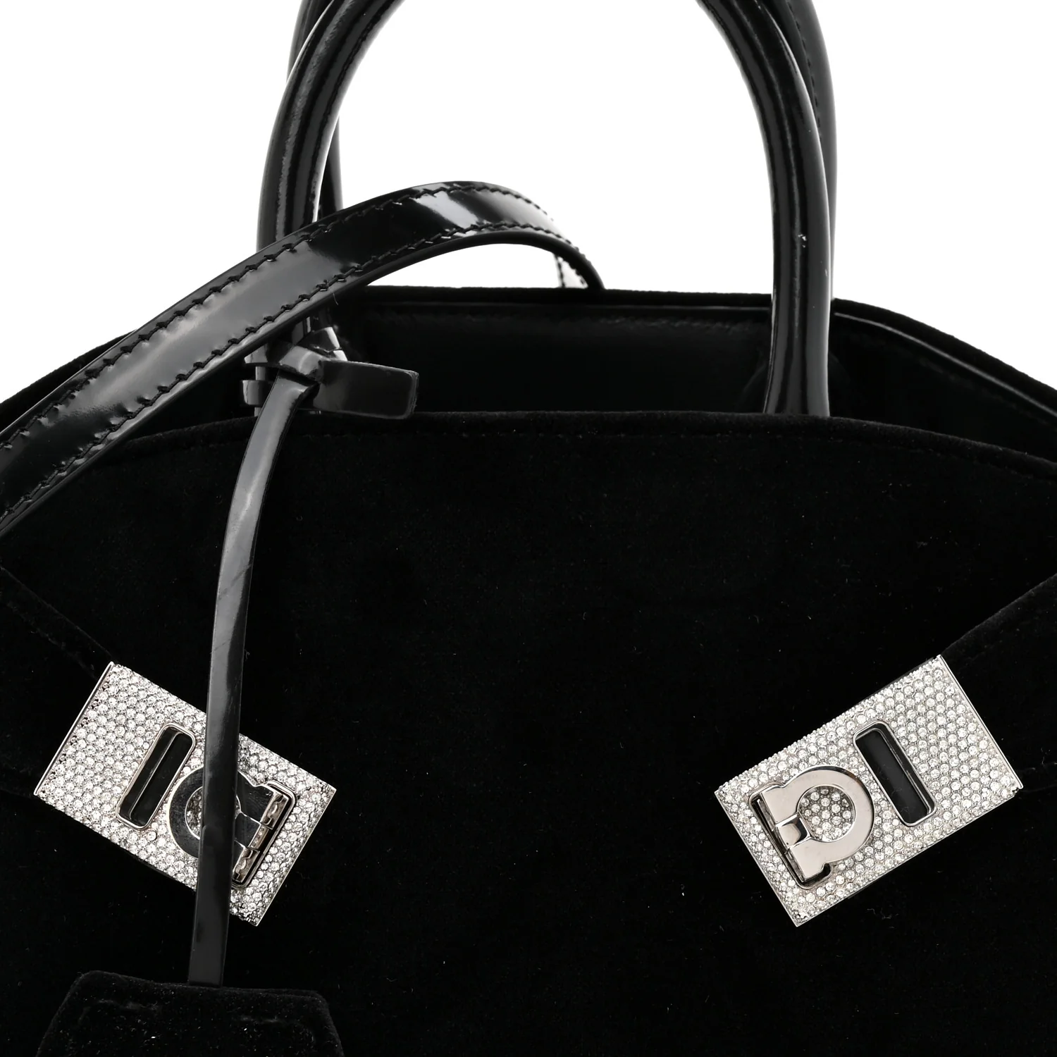 Velvet Strass XS Hug Bag Black - Top Club