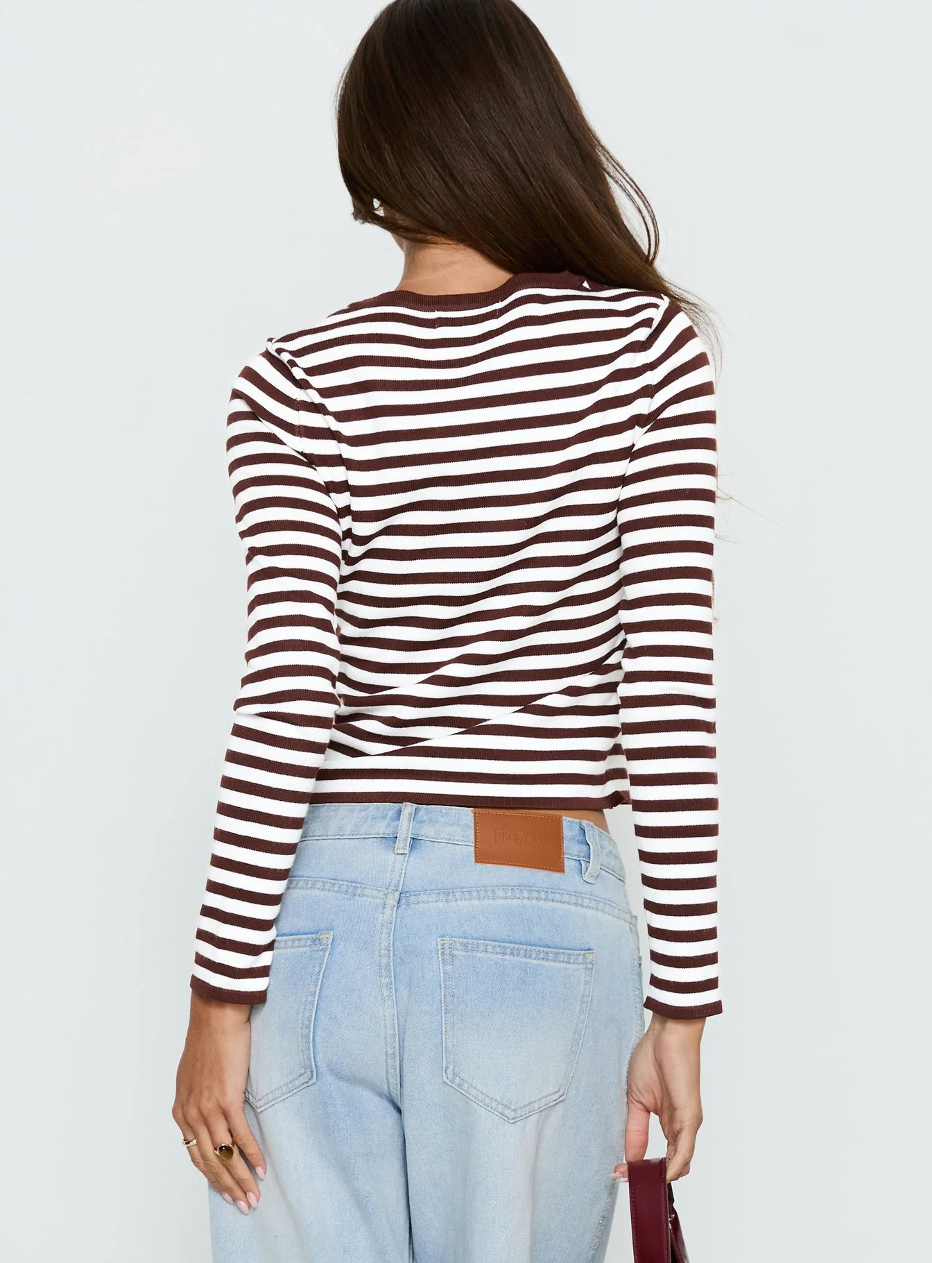 Elcie Button Up Cardigan Brown Stripe