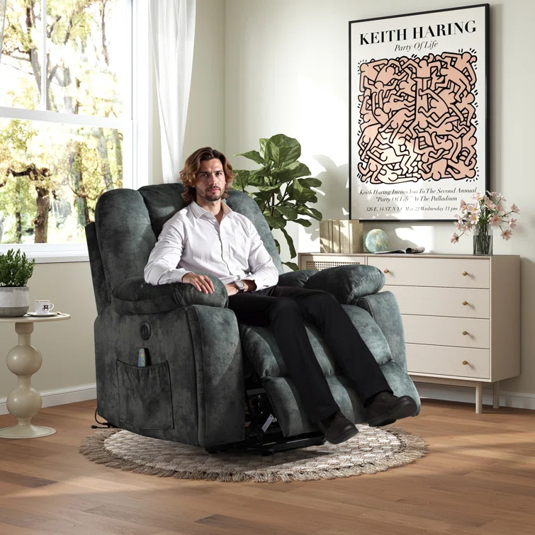 41'' Oversized Power Lift Chair - Heated Massage Electric Recliner with Super Soft Padding