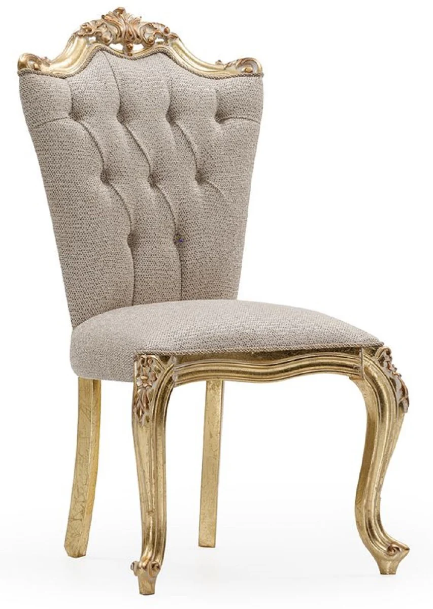 Luxury Baroque Dining Room Chair Set of 4 Gray / Gold - Magnificent Baroque Style Kitchen Chairs - Luxury Dining Room Furniture in Baroque Style - Baroque Dining Room Furniture - Baroque Style Furniture