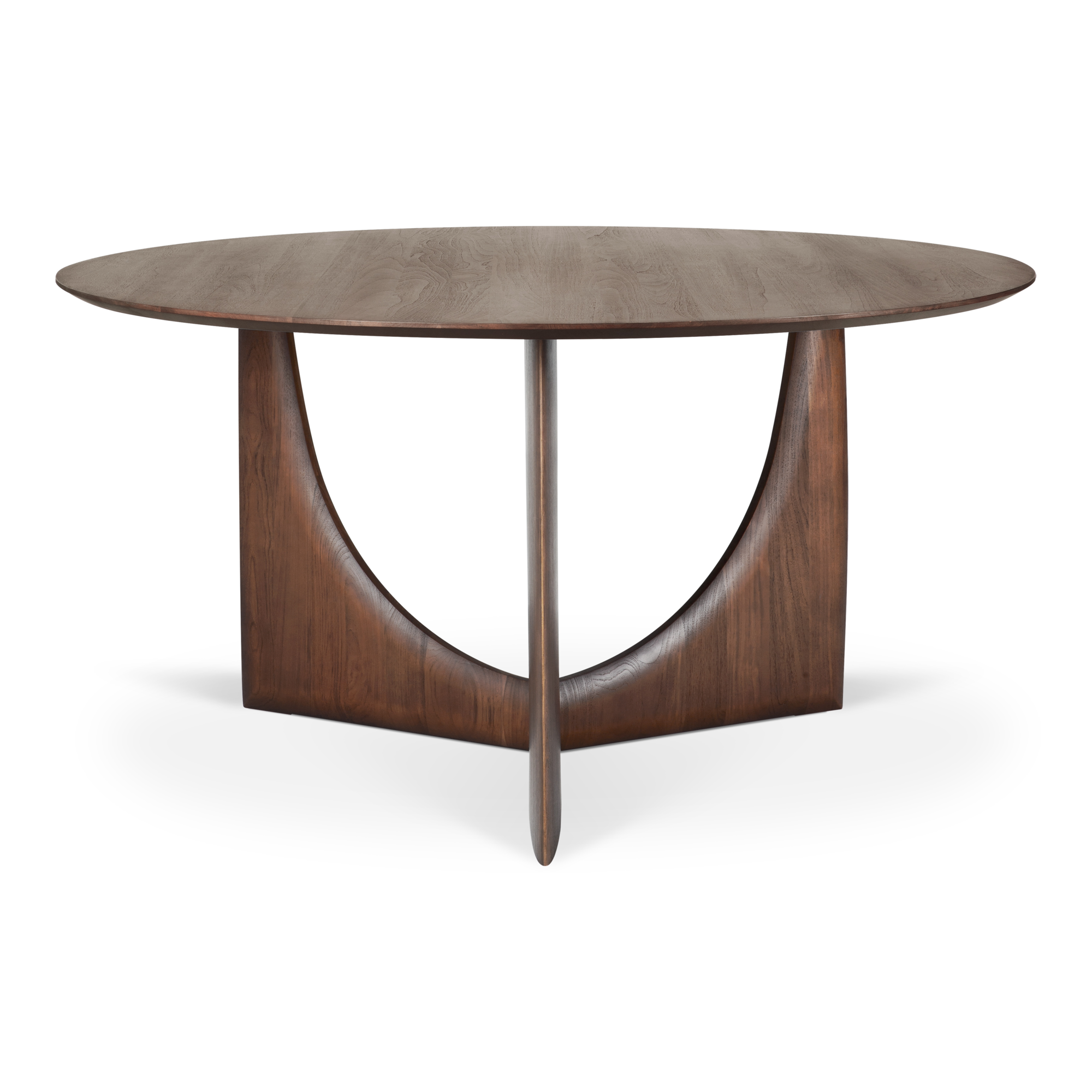 Geometric eettafel rond - teak bruin - 150