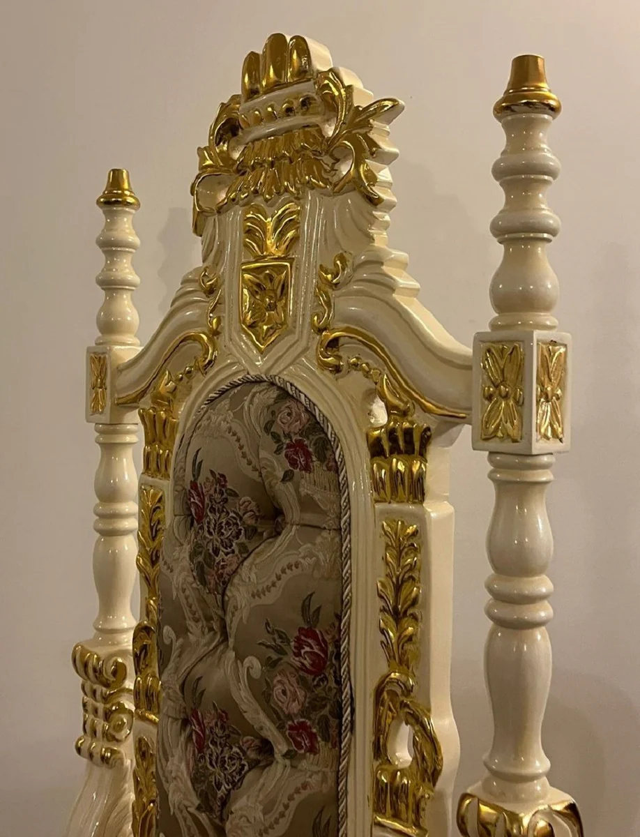 Pompöös by Luxus Barock Thron Sessel Krone Creme / Gold - designed by Harald Glööckler