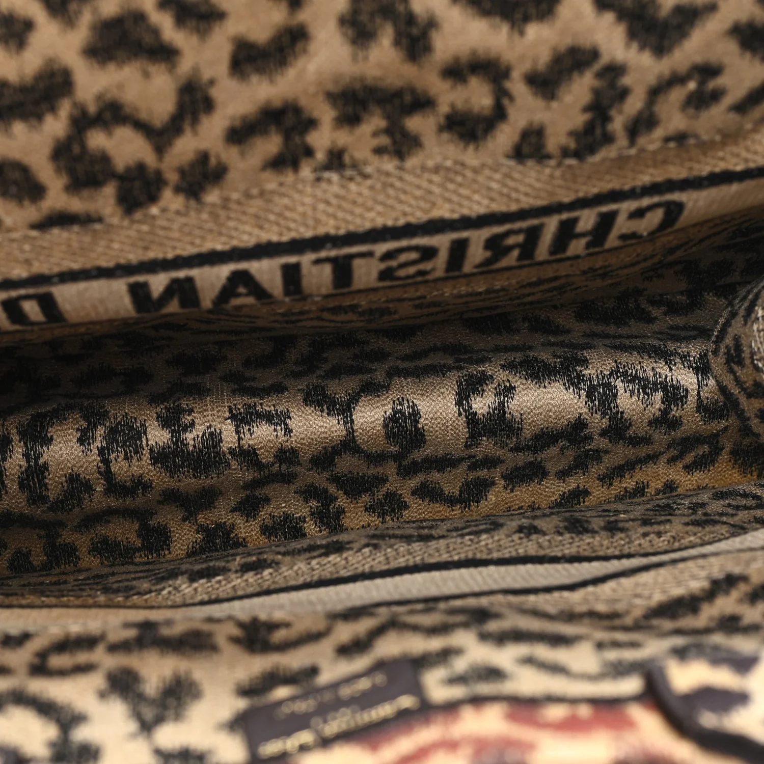 Canvas Mizza Embroidered Large Leopard Book Tote Beige - Top Club