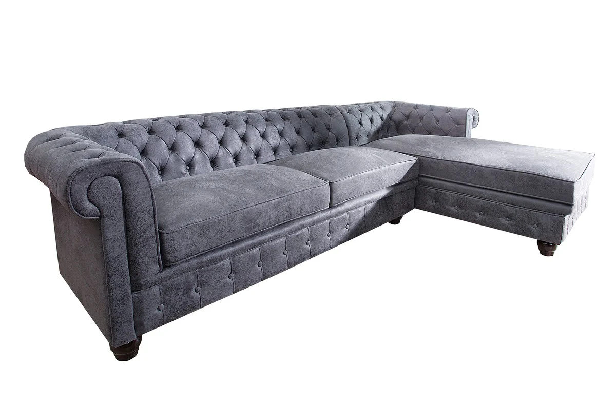 Chesterfield corner sofa in antique gray - living room furniture - couch