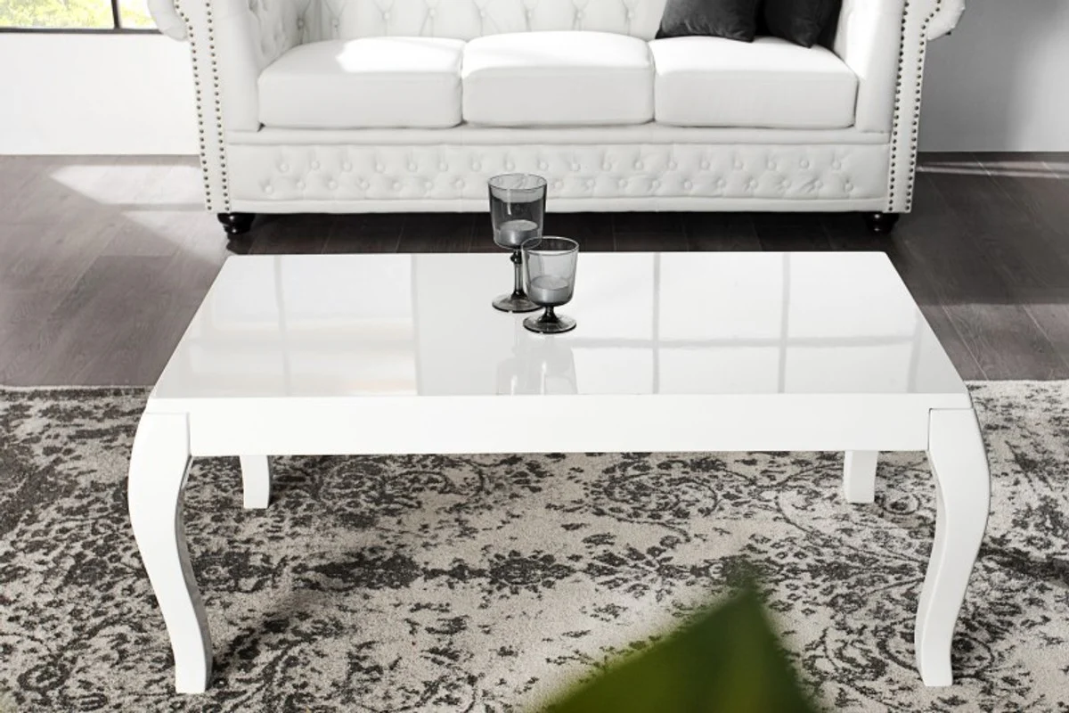 Side table white - high gloss (110x45x60cm) coffee table living room table