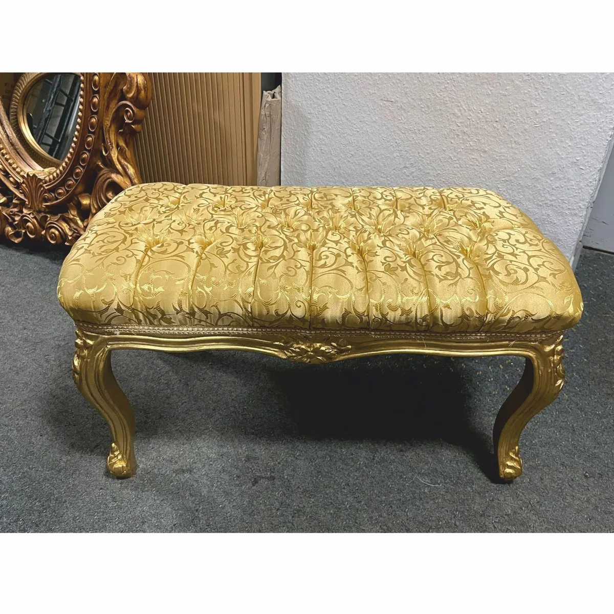 Baroque stool with pattern gold 75 cm - Baroque furniture