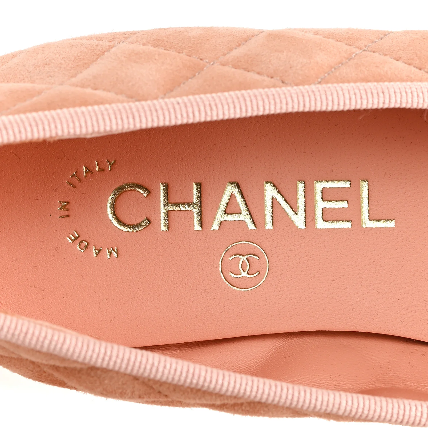 Suede Calfskin Quilted Cap Toe CC Ballerina Flats 36 Pink - Top Club