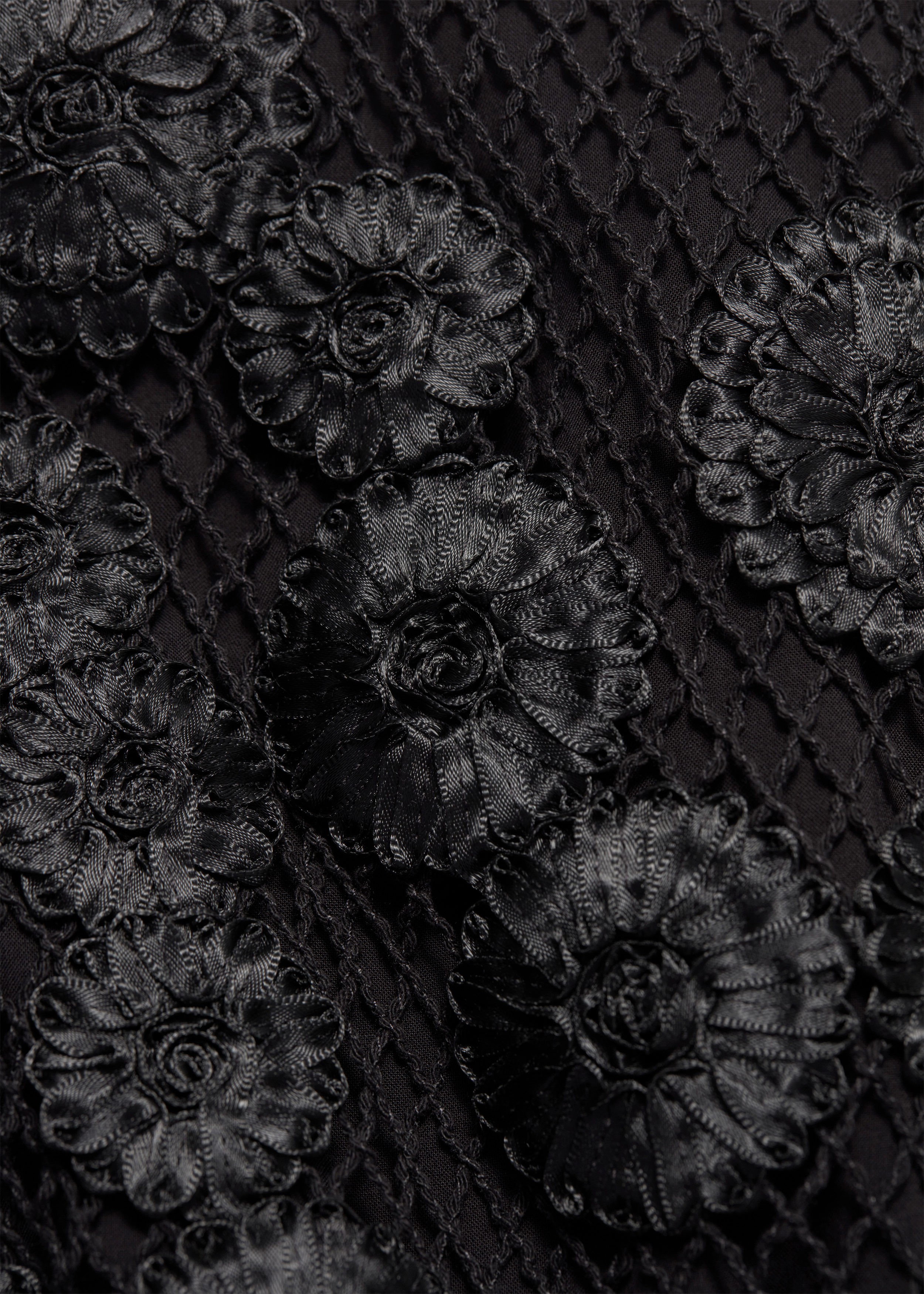 & Other Stories FLORAL-APPLIQUÉ MESH MIDI SKIRT