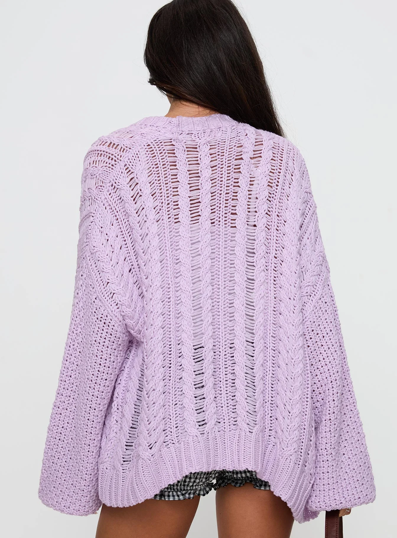 Abner Cable Cardigan Lilac