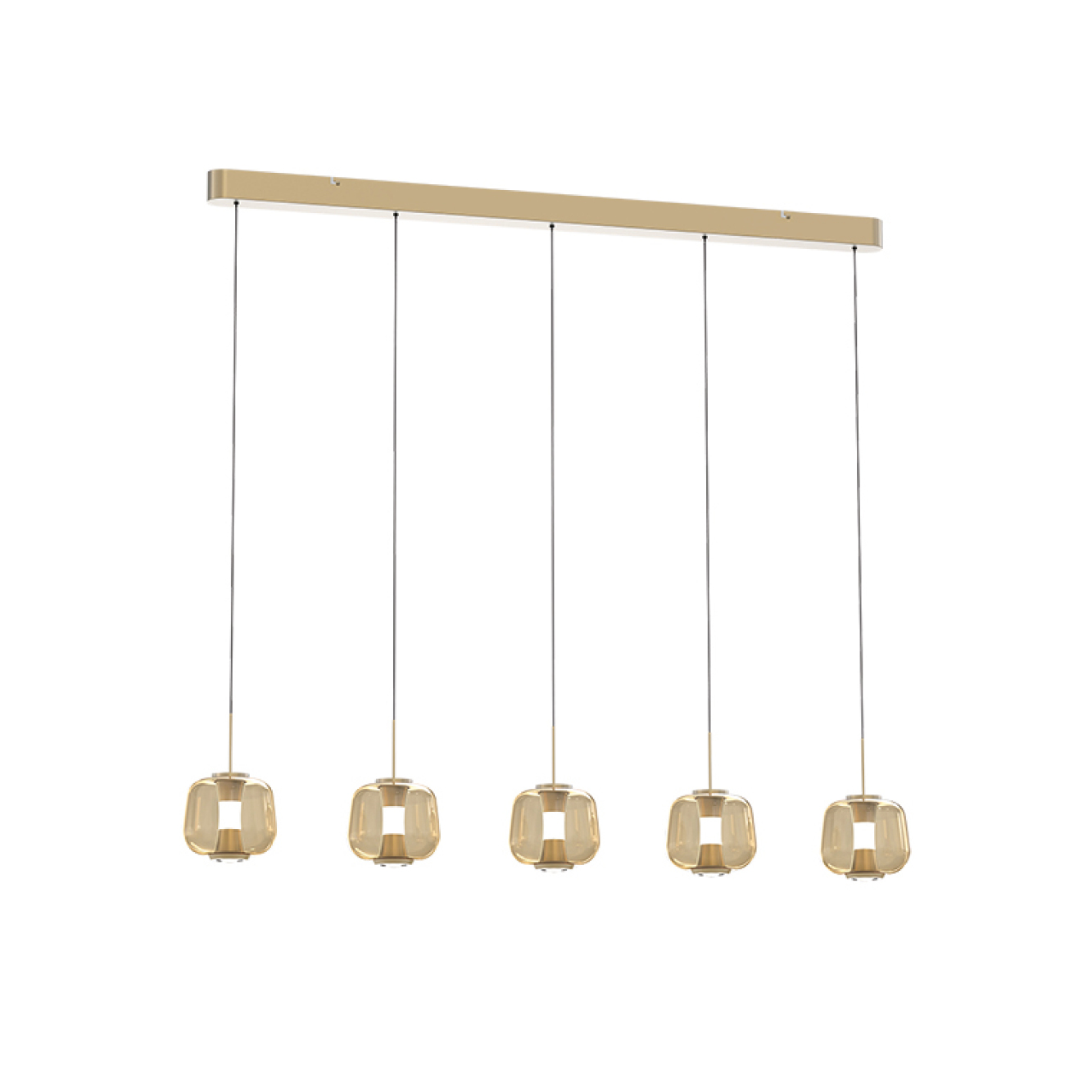 Hanglamp Rosa 5-lichts balk rosé-goud