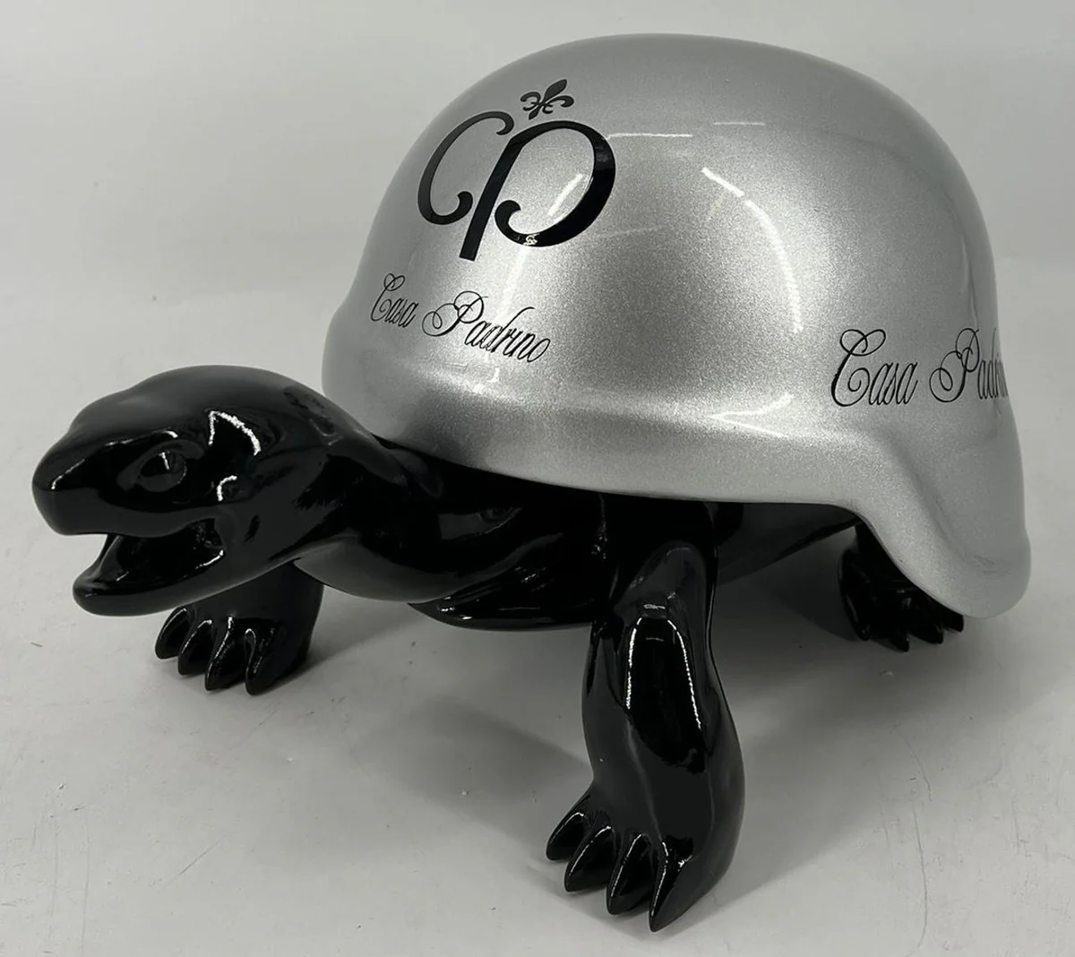 Luxury decorative figure turtle black / silver 40 cm - decorative accessories