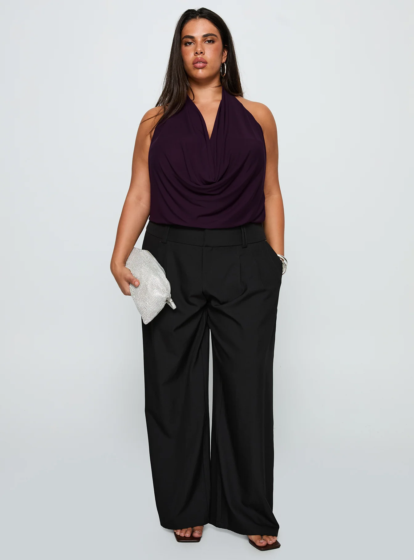 Carefree Days Cowl Neck Top Purple Curve