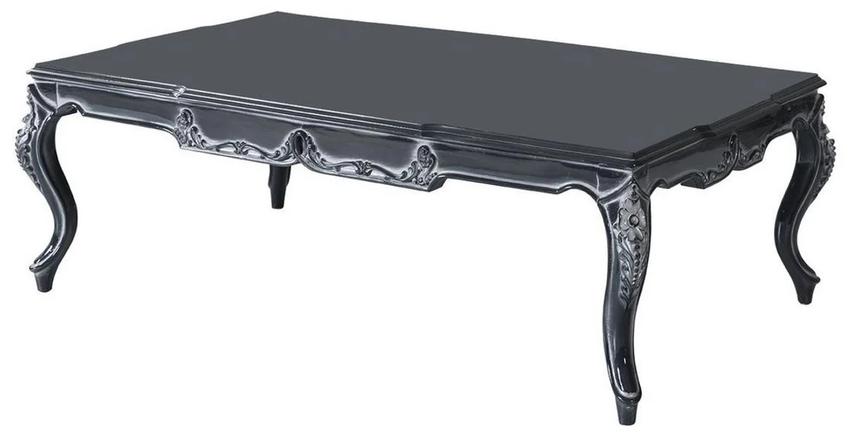 Luxury baroque coffee table gray 118 x 80 x H. 48 cm - noble solid wood living room table - baroque style living room furniture