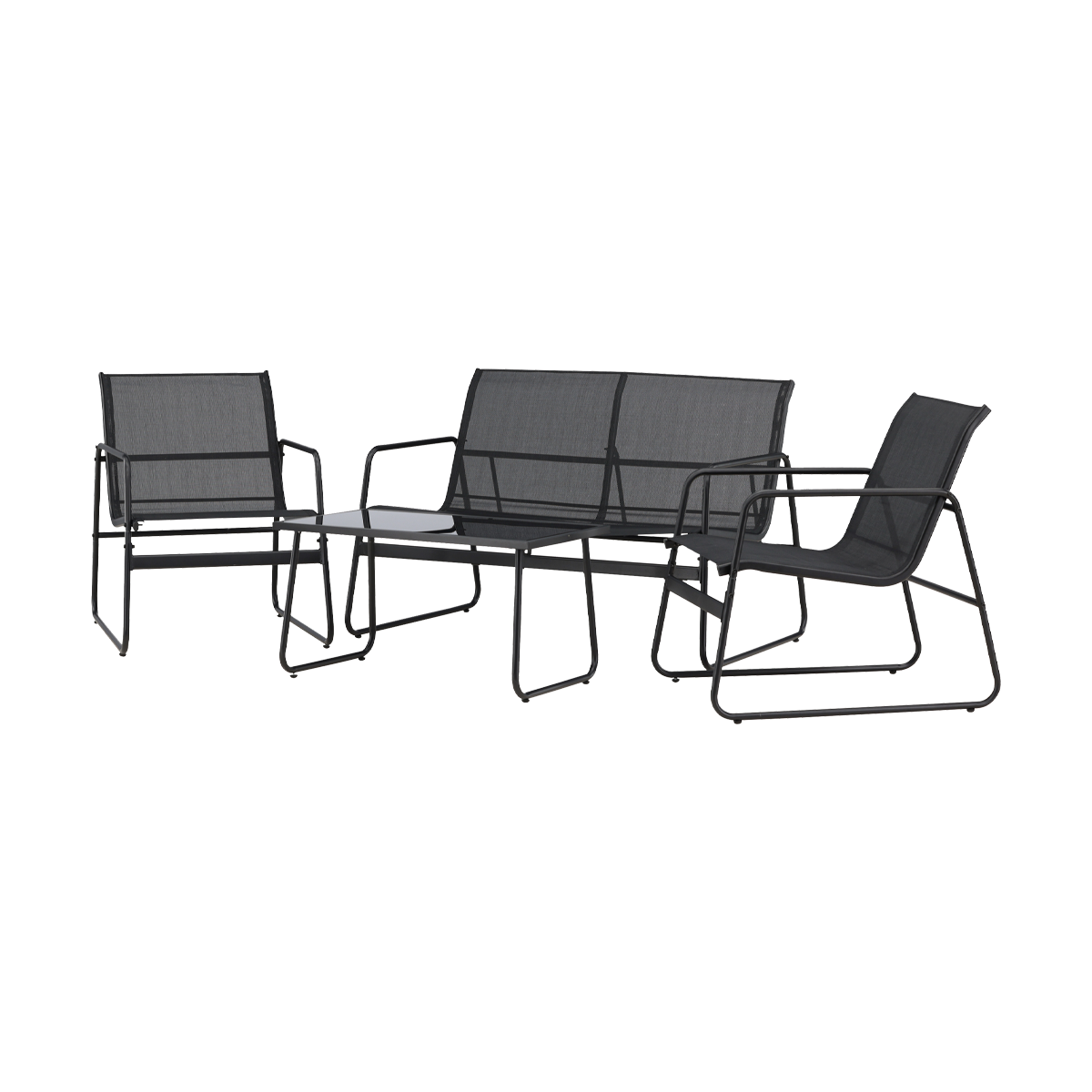 Tuin loungeset Vidar 4 delig Zwart