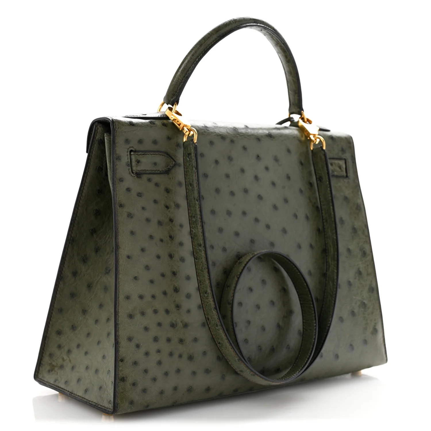 Ostrich Kelly Sellier 32 Vert Olive - Top Club