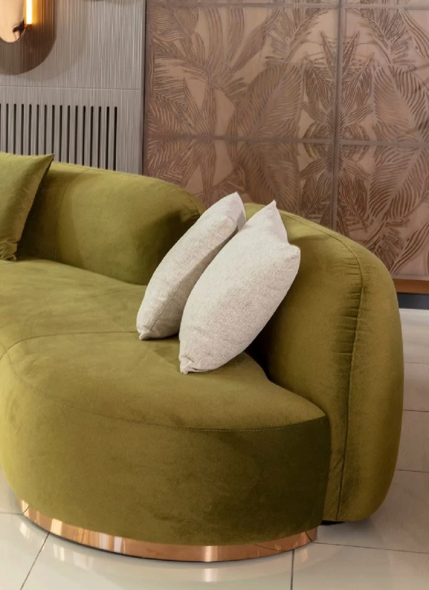 Luxury sofa green / multicolored / copper 330 x 110 x H. 70 cm - Curved living room sofa - Hotel sofa - Living room furniture - Hotel furniture - Luxury furniture - Luxury furnishings