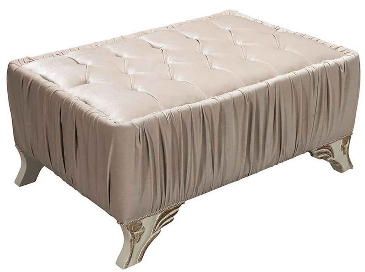 Luxury baroque coffee table gray / cream / gold 100 x 80 x H. 45 cm - living room table with glittering stones - living room furniture in the baroque style