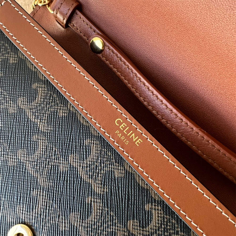 CELINE WALLET ON CHAIN MARGO in TRIOMPHE CANVAS and calfskin(High-end Grade) - Top Club