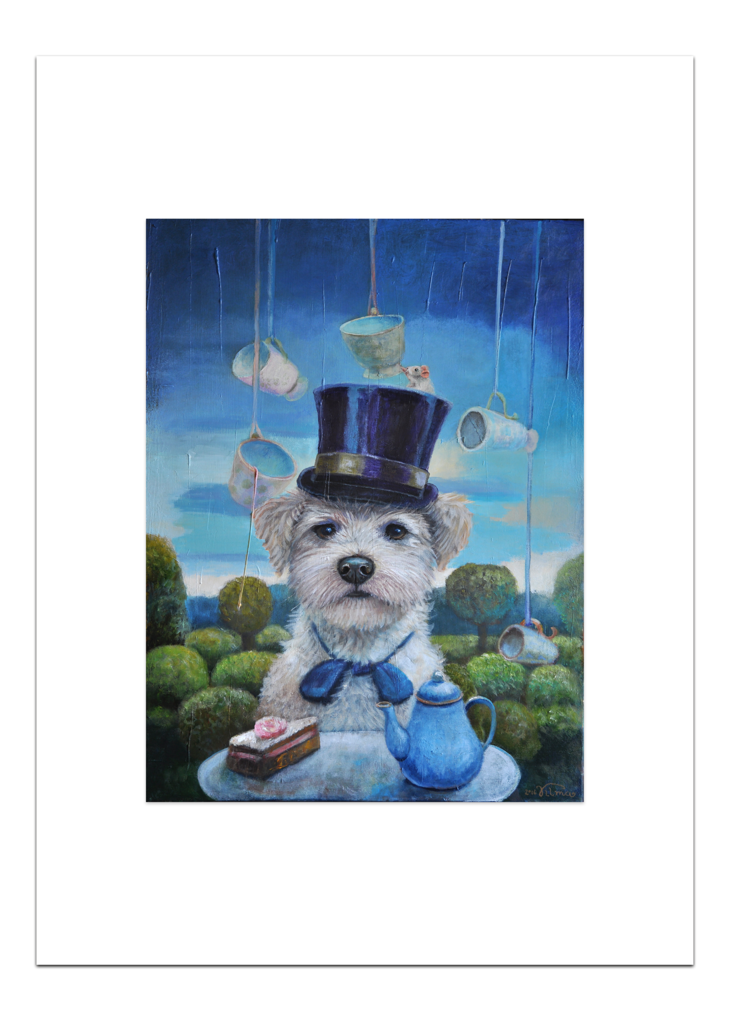 Poster Hond met Hoed 30 x 40 cm