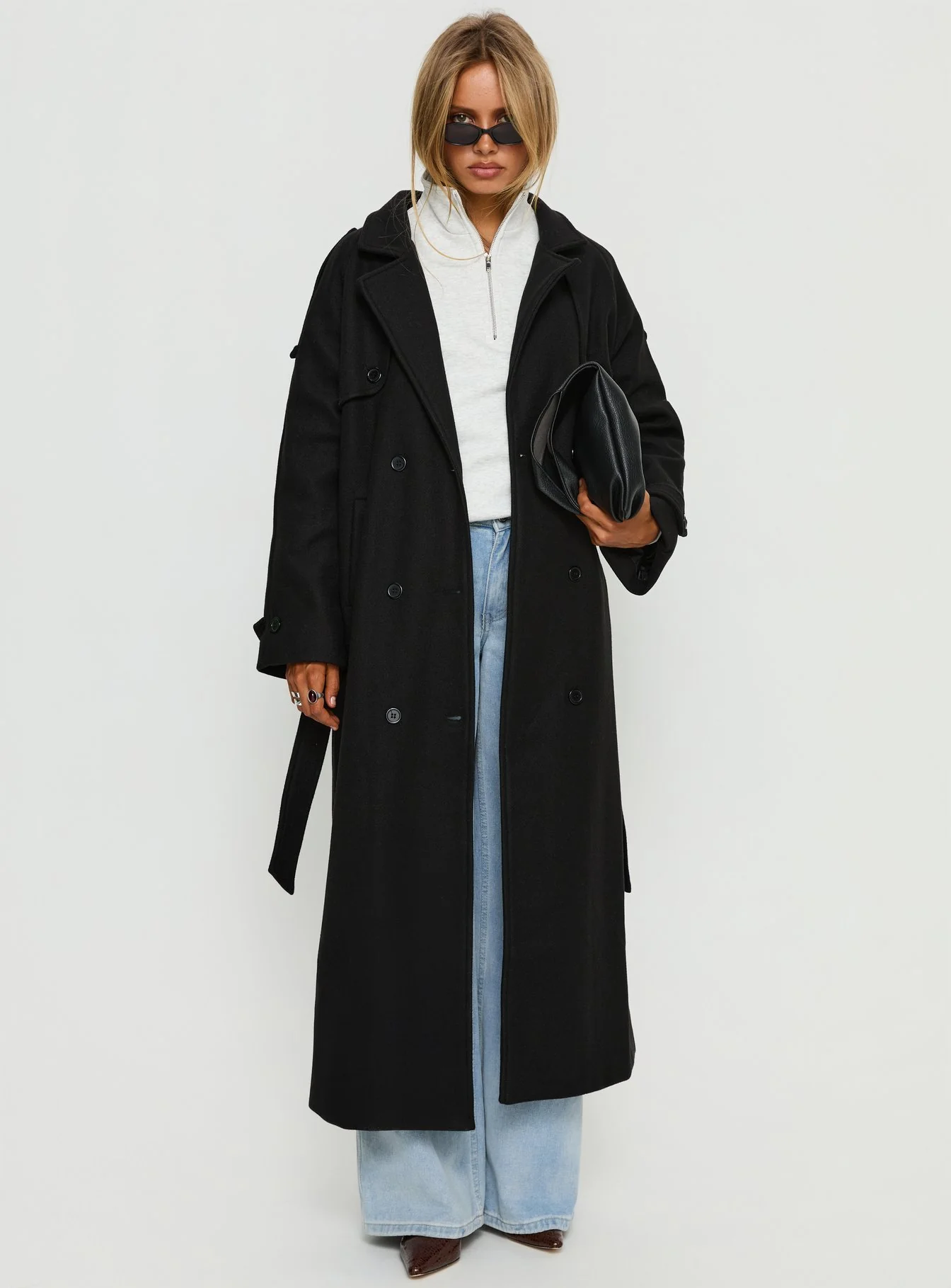 Rylanne Longline Trench Coat Black