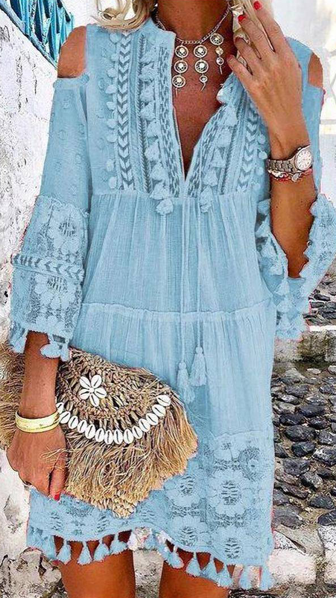 Women's Bohemian Tassel Cotton-Blend Dress - Nordfashionstorm - Women's Clothing, Fashion for You - Nordfashionstorm.com
