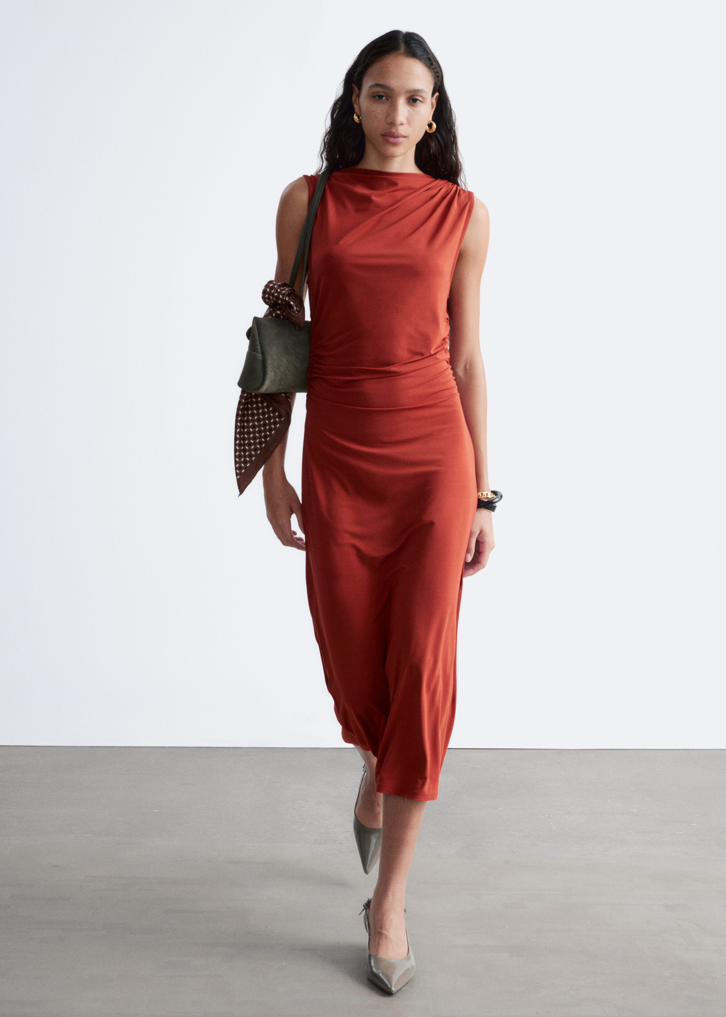 & Other Stories SLEEVELESS DRAPED MIDI DRESS