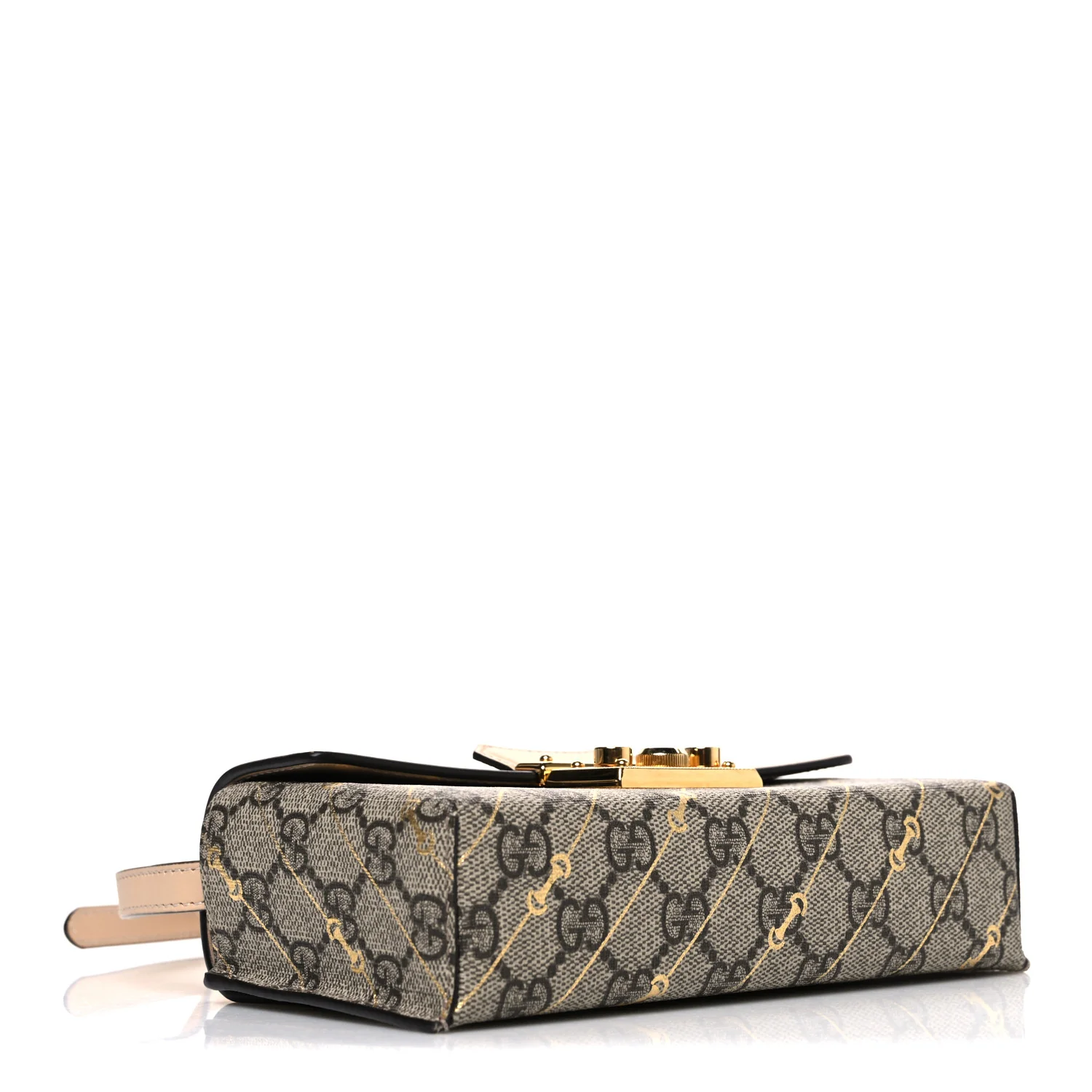 GG Supreme Monogram Calfskin Horsebit Print Mini Padlock Top Handle Shoulder Bag Beige Ebony Light Pink - Top Club