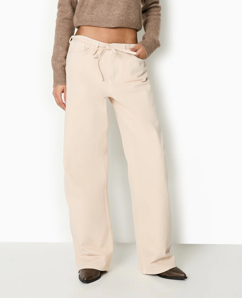 Pimkie Jean droit taille basse avec ceinture à nouer