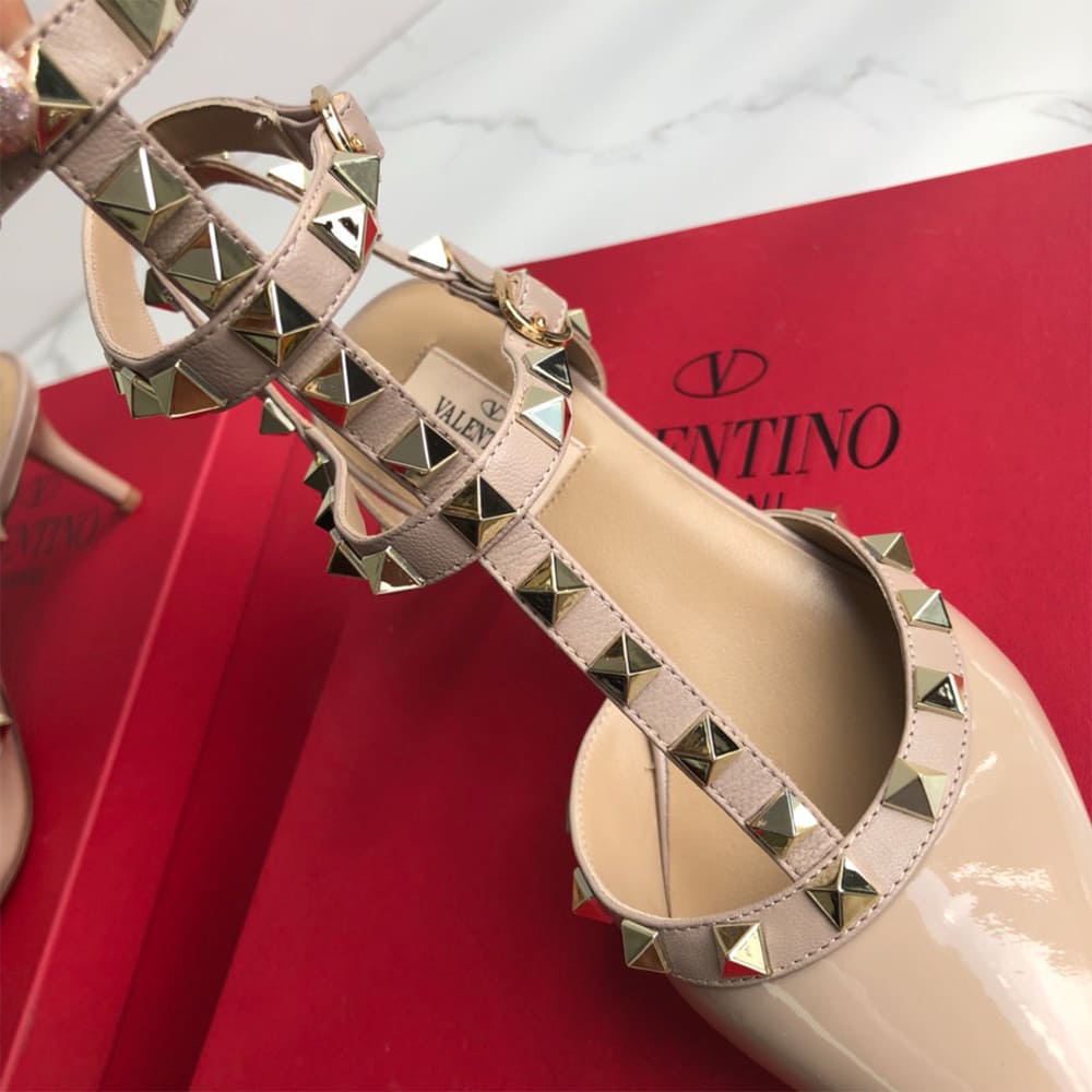 VALENTINO ROCKSTUD Wrap-around ankle strap rivet high heels (heel height 6.5 cm) - Top Club