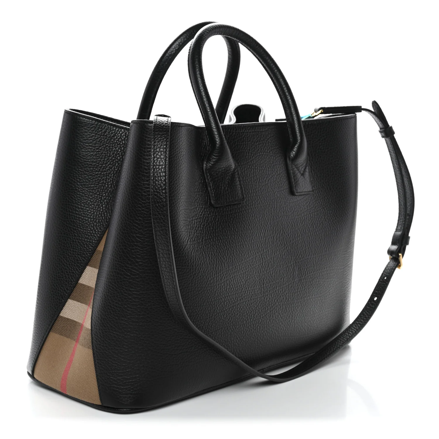 Grainy Calfskin House Check Medium Bermondsey Tote Black - Top Club