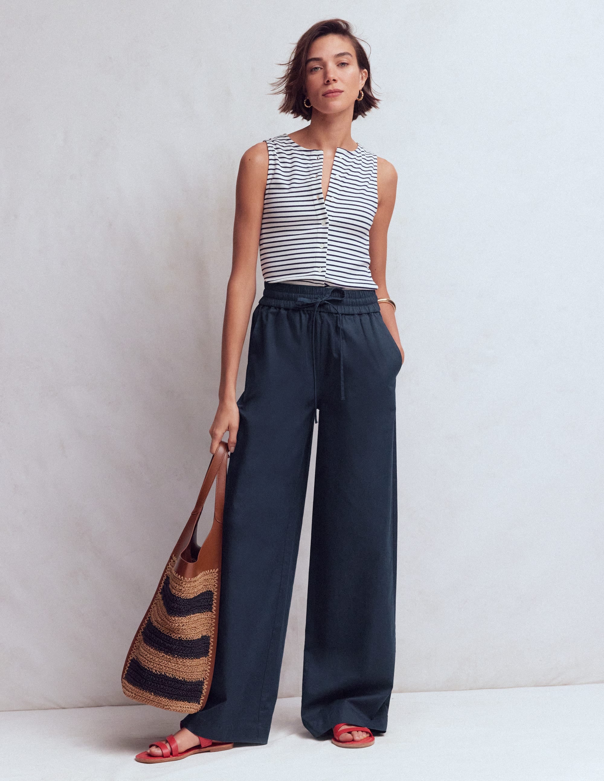 Greenwich Hose mit Bindegürtel-Marineblau