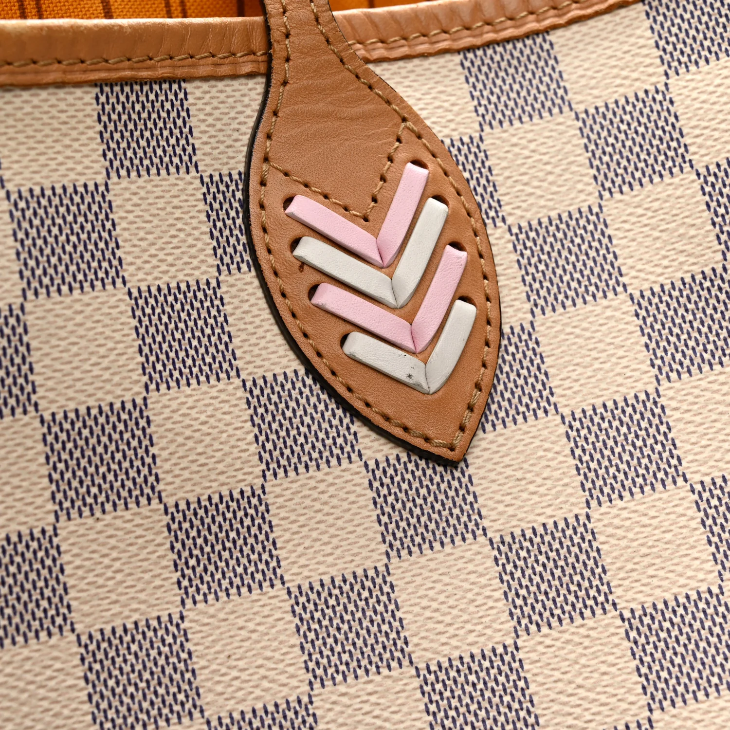 Damier Azur Braided Neverfull MM Orange - Top Club