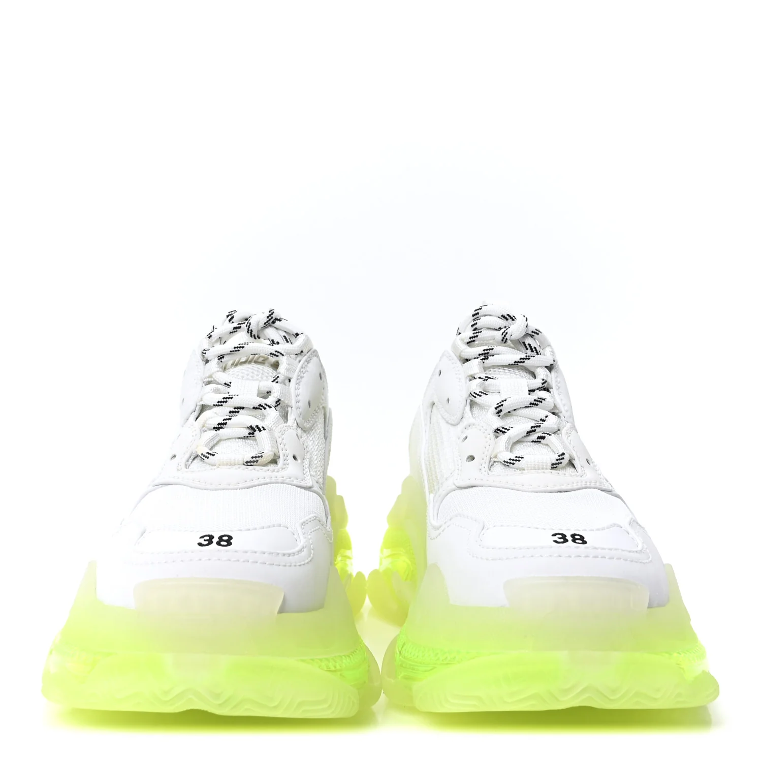 Fabric Mesh Clear Sole Fluo Womens Triple S Sneakers 38 White Fluo Yellow - Top Club
