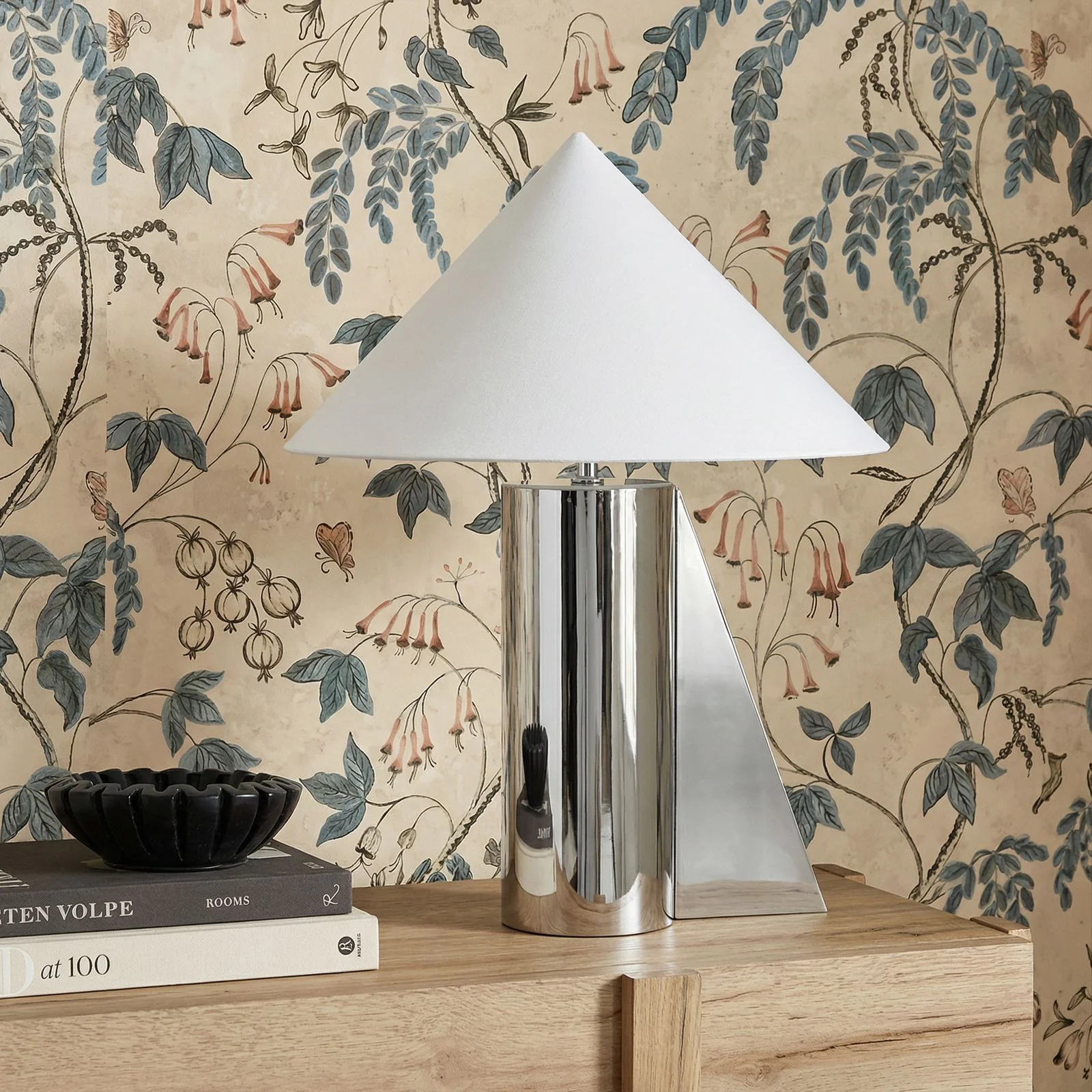 Geo Angled Chrome Table Lamp